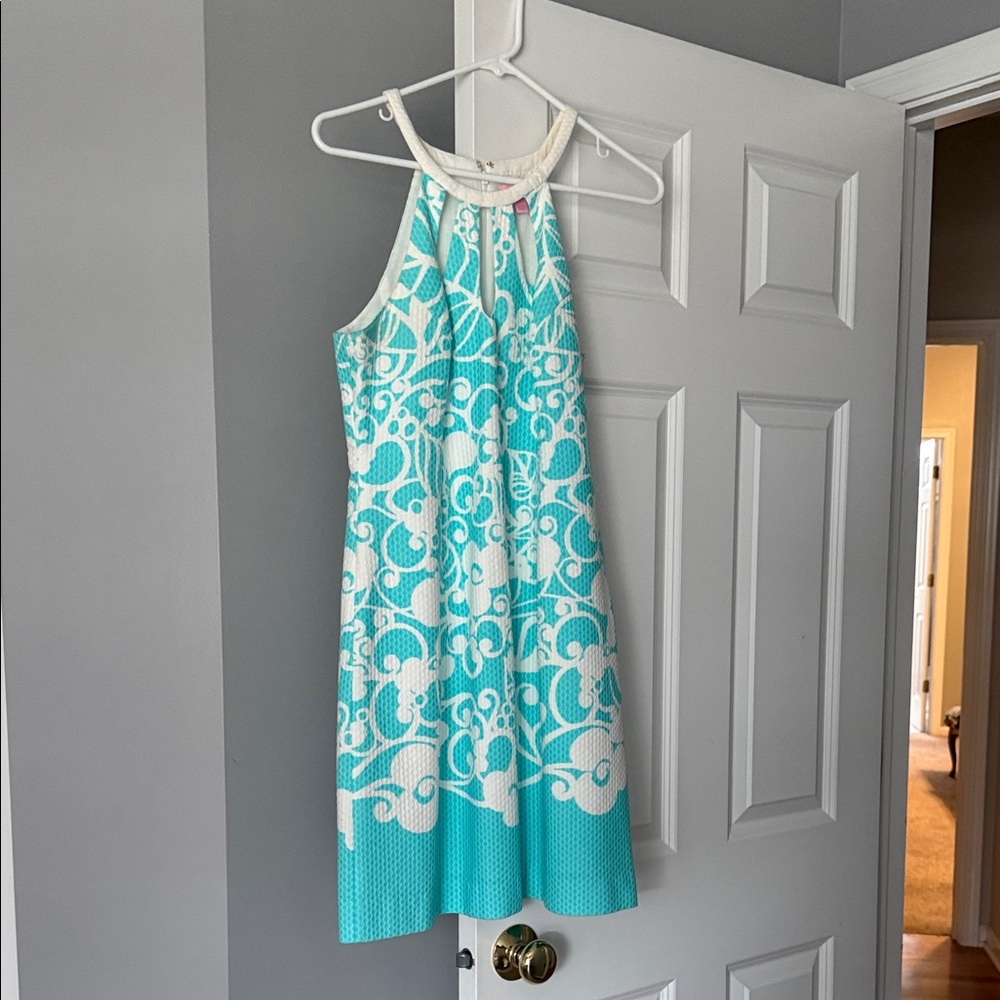 Elegant Aqua and White womens Dress